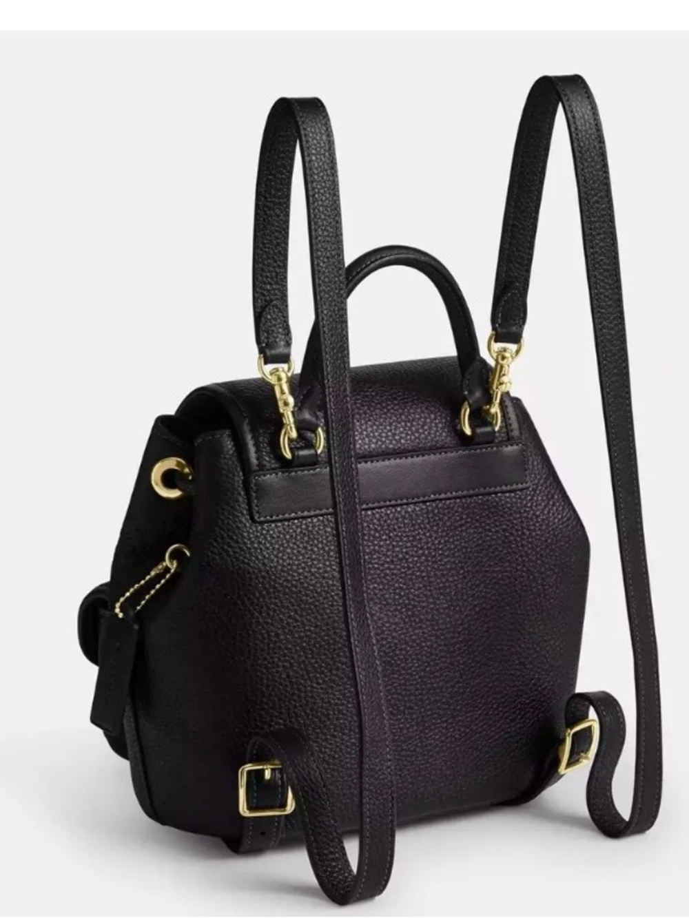 Coach Black Pebbled Leather Mini Backpack with Front Pocket Detail - Picture 2 of 4